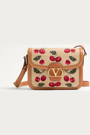 VALENTINO GARAVANI SAC PORTÉ ÉPAULE GARAVANI 9TO5 EN RAPHIA JACQUARD AVEC MOTIF CHERRYFIC Femme / UNI
