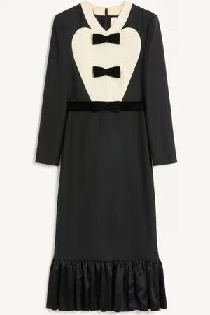 VALENTINO ROBE MI-LONGUE EN LAINE VIERGE AVEC NŒUDS Femme / 36