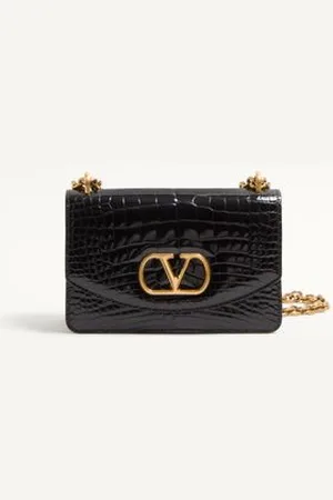 VALENTINO GARAVANI PETIT SAC PORTÉ ÉPAULE GARAVANI VAIN EN CUIR DE CROCODILE Femme UNI
