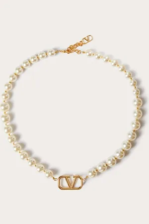 VALENTINO GARAVANI COLLIER VLOGO SIGNATURE EN MÉTAL ET PERLES SWAROVSKI® Femme UNI