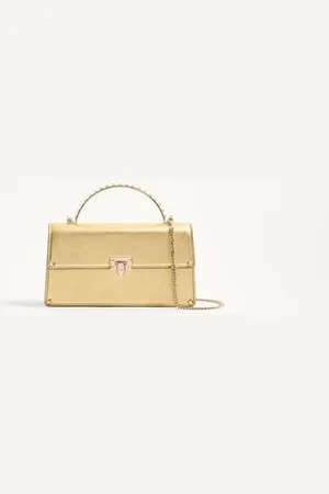 VALENTINO GARAVANI MINI SAC À MAIN ROCKSTUD EN CUIR DE VEAU LAMÉ Femme UNI