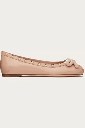 VALENTINO GARAVANI BALLERINES ROCKSTUD EN CUIR VERNI Femme 34.5
