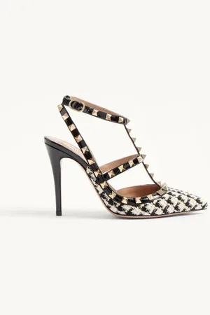 VALENTINO GARAVANI ESCARPINS ROCKSTUD EN TISSU PIED-DE-POULE, TALON : 100 MM Femme / 34