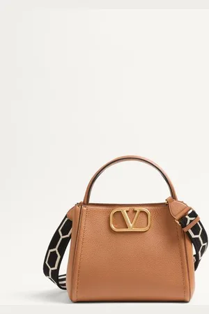 VALENTINO GARAVANI SAC À MAIN MOYEN GARAVANI ALLTIME EN CUIR DE VEAU GRAINÉ AVEC BANDOULIÈRE EN RUBAN JACQUARD Femme / / UNI