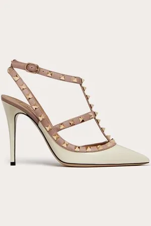 VALENTINO GARAVANI ESCARPINS ROCKSTUD VERNIS À BRIDES EFFET CAGE. TALON : 100 MM Femme / 34.5