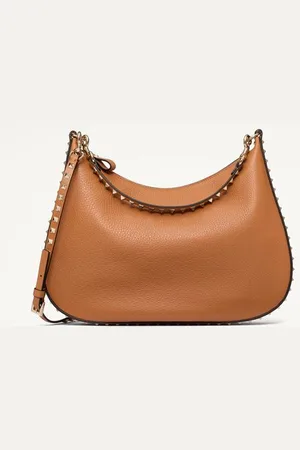 VALENTINO GARAVANI SAC HOBO ROCKSTUD EN CUIR DE VEAU GRAINÉ GARAVANI Femme UNI