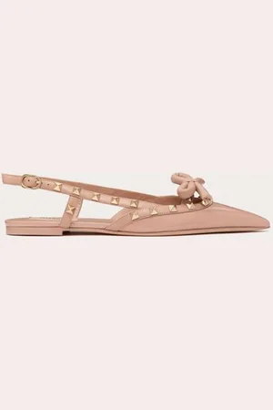 VALENTINO GARAVANI BALLERINES À BRIDE ARRIÈRE ROCKSTUD EN CUIR VERNI ORNÉES D