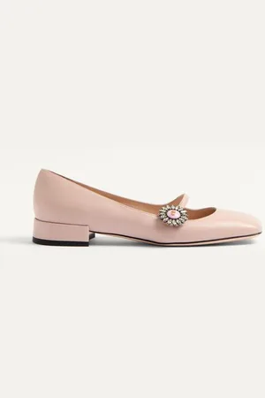VALENTINO GARAVANI BALLERINES FAÇON BABIES PRESHOES EN CUIR DE CHEVREAU AVEC BOUTON-BIJOU, TALON : 20 MM Femme / / 35.5