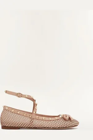 VALENTINO GARAVANI BALLERINES ROCKSTUD EN TISSU AJOURÉ AVEC CRISTAUX Femme 35.5