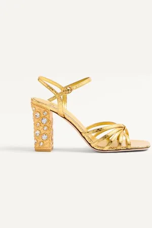 VALENTINO GARAVANI SANDALES PRESHOES EN PEAU DE SERPENT LAMÉE AVEC CRISTAUX, TALON : 90 MM Femme / 35.5