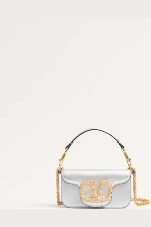 VALENTINO GARAVANI PETIT SAC PORTÉ ÉPAULE GARAVANI LOCÒ EN CUIR DE VEAU LAMÉ AVEC LOGO BIJOU Femme / UNI