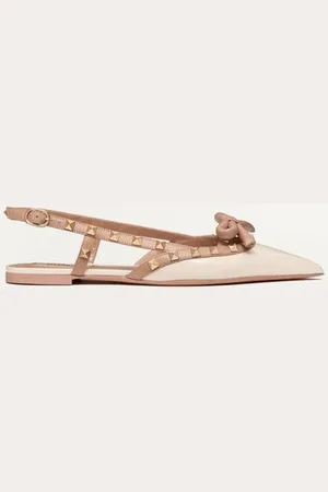 VALENTINO GARAVANI BALLERINES À BRIDE ARRIÈRE ROCKSTUD EN CUIR VERNI ORNÉES D