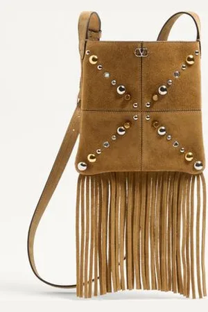 VALENTINO GARAVANI PETIT SAC PORTÉ ÉPAULE GARAVANI NELLCÔTE EN DAIM AVEC FRANGES Femme UNI