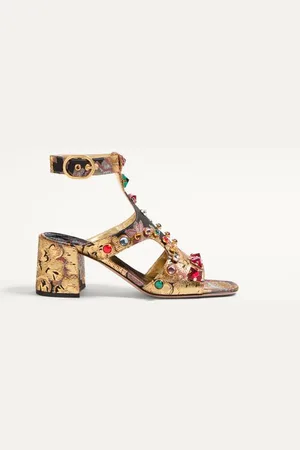 VALENTINO GARAVANI SANDALES PRESHOES EN TISSU JACQUARD APRÈS L’HIVER AVEC CRISTAUX, TALON : 60 MM Femme 35.5