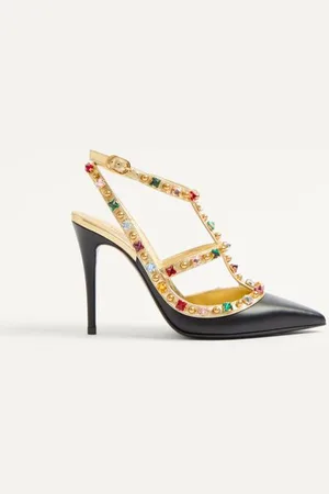 VALENTINO GARAVANI ESCARPINS ROCKSTUD EN CUIR DE VEAU AVEC CABOCHON ET CRISTAUX, TALON 100 MM Femme / 36.5