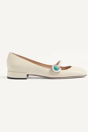 VALENTINO GARAVANI BALLERINES FAÇON BABIES PRESHOES EN CUIR DE CHEVREAU AVEC BOUTON-BIJOU, TALON : 20 MM Femme / / 35.5