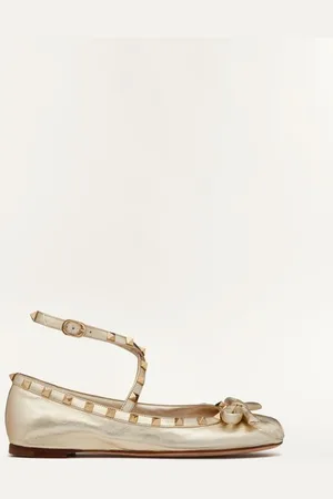 VALENTINO GARAVANI BALLERINES ROCKSTUD EN CUIR NAPPA LAMÉ Femme 35.5