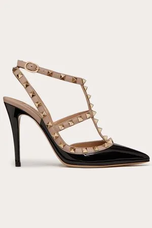 VALENTINO GARAVANI ESCARPINS ROCKSTUD VERNIS À BRIDES EFFET CAGE. TALON : 100 MM Femme 34.5