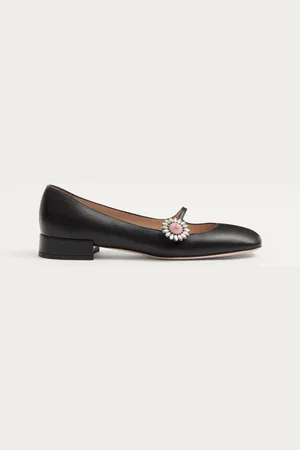 VALENTINO GARAVANI BALLERINES FAÇON BABIES PRESHOES EN CUIR DE CHEVREAU AVEC BOUTON-BIJOU, TALON : 20 MM Femme / / 35.5