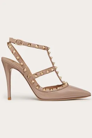 VALENTINO GARAVANI ESCARPINS ROCKSTUD VERNIS À BRIDES EFFET CAGE. TALON : 100 MM Femme 34.5