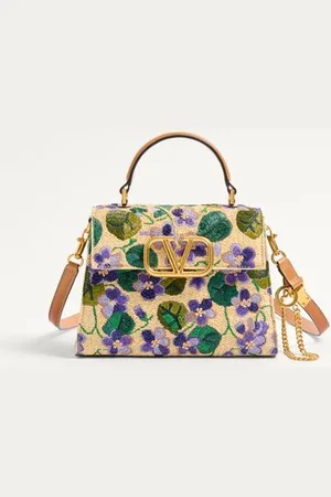 VALENTINO GARAVANI PETIT SAC À MAIN GARAVANI VSLING EN RAPHIA BRODÉ Femme / / UNI