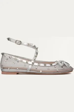VALENTINO GARAVANI BALLERINES ROCKSTUD EN TISSU AJOURÉ AVEC CRISTAUX Femme / 35.5