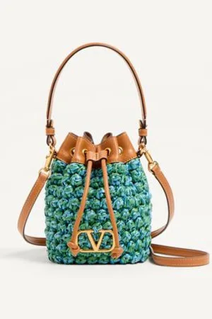 VALENTINO GARAVANI MINI SAC SEAU VLOGO SIGNATURE EN RAPHIA CROCHETÉ Femme / / UNI