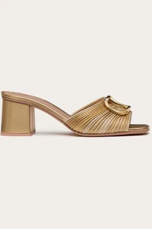 VALENTINO GARAVANI MULES AVEC ÉLÉMENT VLOGO SIGNATURE EN MÉTAL ET BRODERIE CORNELY, TALON : 60 MM Femme 35.5