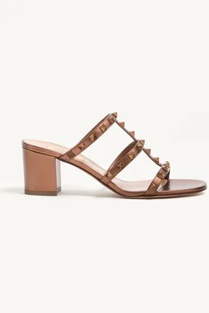 VALENTINO GARAVANI MULES ROCKSTUD EN VEAU MÉTALLISÉ. TALON : 60 MM Femme 35.5