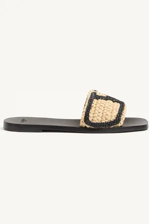 VALENTINO GARAVANI CLAQUETTES VIVA SUPERSTAR EN RAPHIA AVEC BRODERIE AU CROCHET Femme 35.5