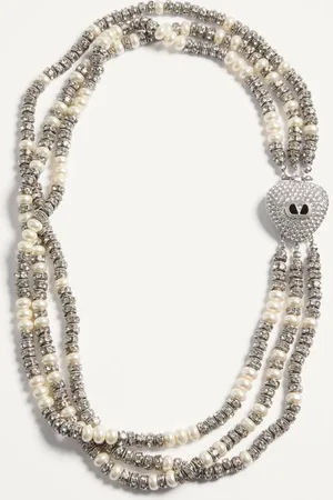 VALENTINO GARAVANI COLLIER CŒUR ROYAL EN MÉTAL, ÉMAIL, PERLES ET CRISTAUX Femme UNI