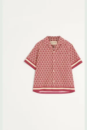 VALENTINO CHEMISE BOWLING EN POPELINE DE COTON AVEC IMPRIMÉ TOUTE LA V Homme / 44