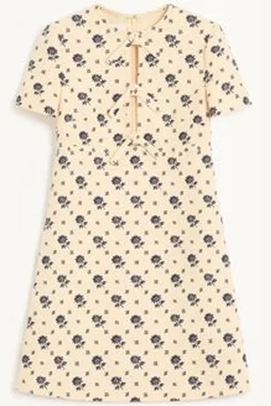 VALENTINO ROBE COURTE EN CREPE COUTURE FIORELLINO BLU PAPIER FLORAL Femme / 36