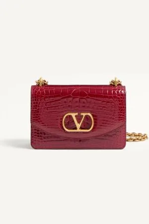 VALENTINO GARAVANI PETIT SAC PORTÉ ÉPAULE GARAVANI VAIN EN CUIR DE CROCODILE Femme UNI