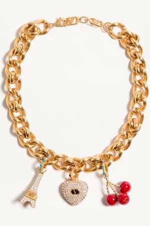 VALENTINO GARAVANI COLLIER CHEZ EN MÉTAL, ÉMAIL ET CRISTAUX SWAROVSKI® Femme UNI