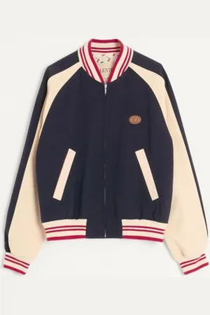 VALENTINO BOMBER EN LAINE ET COTON AVEC ÉCUSSONS VLOGO ET CHAT DE LA MAISON Homme / 44