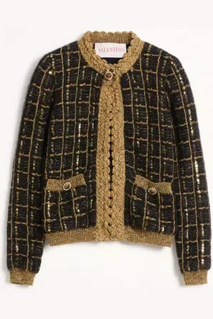 VALENTINO VESTE TRICOTÉE EN MOHAIR ET SEQUINS Femme / L