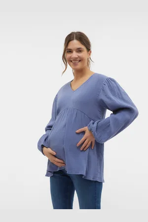 Mama;licious Tops Regular Fit Col En V Poignets Ou Bas Élastiqués Manches Ballons