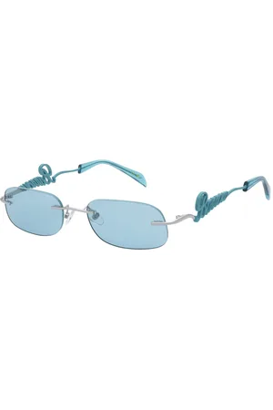 BARROW Unisex SBA013 ROUND GLASANT S27Y Lunettes de soleil Métal Bleu clair Géométrique Normale