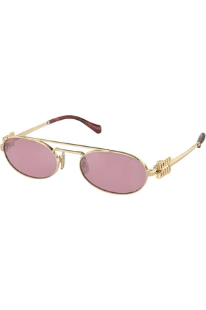 Miu Miu Femme MU 54ZS ZVN50D Lunettes de soleil Métal Rose Ronde Normale Miroir