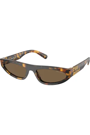 Miu Miu Femme MU 07ZS VAU06B Lunettes de soleil Acétate Marron Géométrique Normale