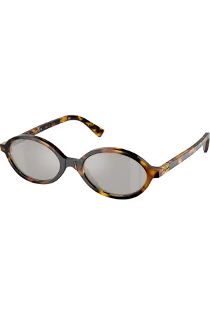 Miu Miu Femme MU 04ZS VAU07F Lunettes de soleil Acétate Gris Ronde Miroir