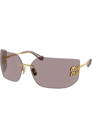 Miu Miu Femme MU 54YS 5AK06I Lunettes de soleil Métal Marron Géométrique Normale