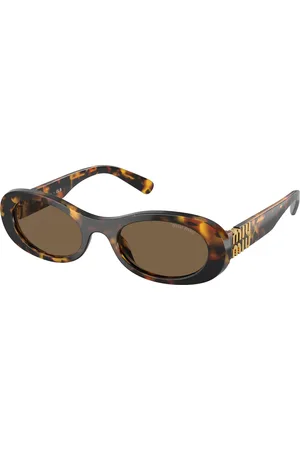 Miu Miu Femme MU 06ZS VAU06B Lunettes de soleil Acétate Marron Ronde Normale