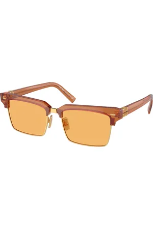 Miu Miu Femme MU 10ZS 15T0B7 Lunettes de soleil Acétate Jaune Carré Normale
