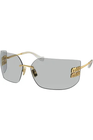 Miu Miu Femme MU 54YS 5AK30B Lunettes de soleil Métal Gris Géométrique Normale