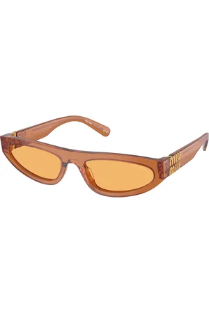 Miu Miu Femme MU 07ZS 15T0B7 Lunettes de soleil Acétate Jaune Géométrique Normale