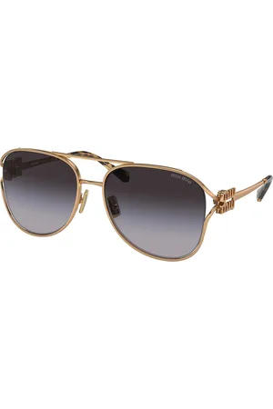 Miu Miu Femme MU 52ZS 7OE5D1 Lunettes de soleil Métal Gris Pilote Normale Ombré