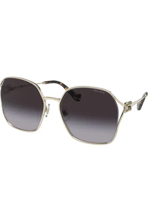 Miu Miu Femme MU 52WS ZVN5D1 Lunettes de soleil Métal Gris Géométrique Normale Ombré