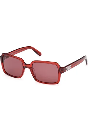 GCDS Unisex GD0059 66S Lunettes de soleil Acétate Bordeaux Carré Normale